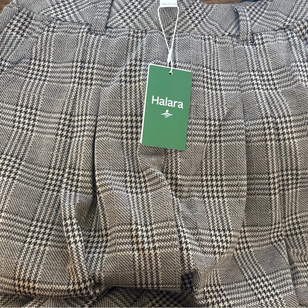 Halara High Waisted Side Pocket Wide Leg Houndstooth Plaid Casual Pants NWT - Picture 6 of 7
